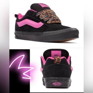 VANS Off The Wall Leopard Black / Pink Knu Skool Skater Shoes NEW 8.5 M / 10 W